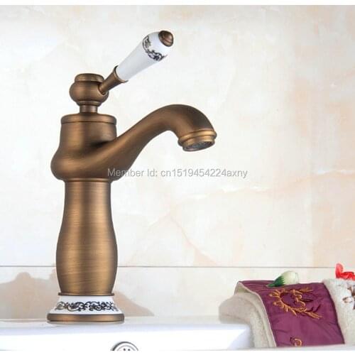 GIZERO New Antique Faucet Bathroom Basin Faucet blue and white porcelain deck mounted Single Handle Washbasin Faucet GI76