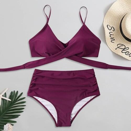 Hot Sale Sexy Push-up Bikini Set Women Swimwear Bikini Set Solid Color Push-up Padded Bathing Swimsuit Beachwear Swimwear Women