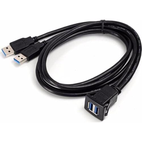 1M/2M Socket Cable USB 3.0 Auto Car Flush Mount Male to Female Extension Cord Dashboard Panel Square Audio Line for Motorcycle