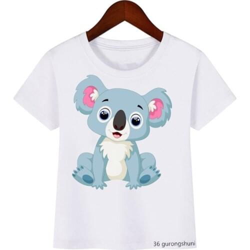Kawaii Children T-shirt Cartoon Drawing Koala on The Stars Boys Girls Cartoon Funny Tshirts Kids Summer Tops Kids Clothes