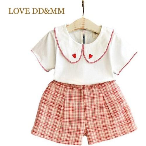 LOVE DD&MM Girls Sets 2021 New Summer Love Embroidery Cotton Princess Tops Shorts Suit Kids Clothing For Girl Outfits Costume