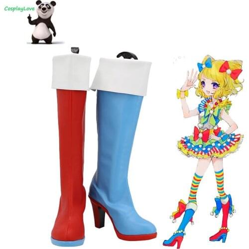 Pripara Minami Mirei Blue Red Cosplay Shoes Long Boots Leather Custom Made CosplayLove For Halloween Christmas