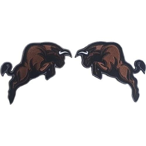 Red and brown Bull Embroidery logo Patch animal red of bull biker motorcycle iron on clothing patches for jacker hats decoration