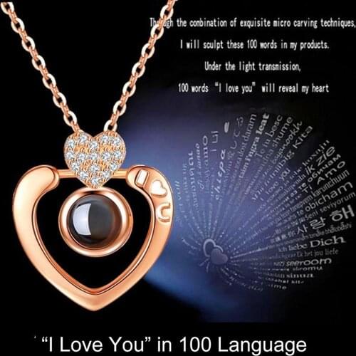 HOT SALES!!! New Arrival I Love You 100 Languages Light Projection Round/Heart Pendant Necklace Jewelry Wholesale Dropshipping