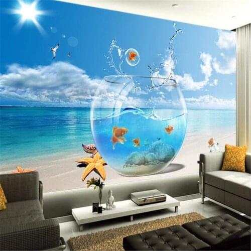 Milofi custom seaside seascape 3D stereo TV living room bedroom background wall large mural wallpaper wallpaper