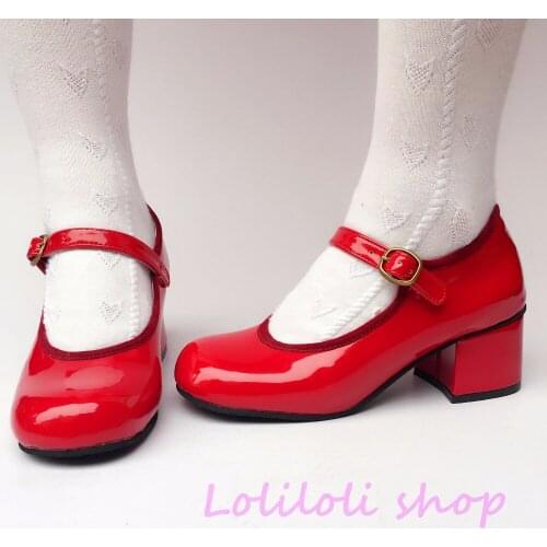 Princess sweet lolita shoes Japanese design customized special shaped red mirror tie chunky heel shoes 9149aa