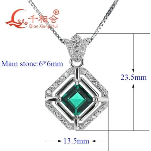 Fashion design jewelry pendant square cut green color necklace for women party