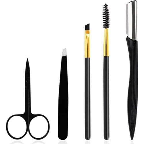 5PCS Eyebrow Kit Creative Stainless Steel Eyebrow Trimming Kit Eyebrow Care Kit Makeup Forceps Tools for Women Girl