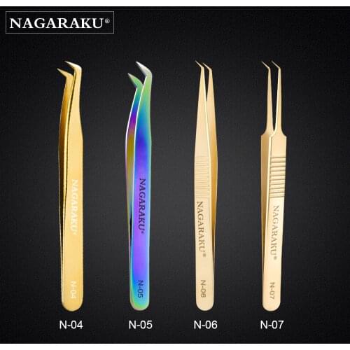NAGARAKU Make up Tools Eyelash Tweezers Fans Eyelash Tweezers Russian Volume Accurate Auto-fans Tweezers N type Pincette