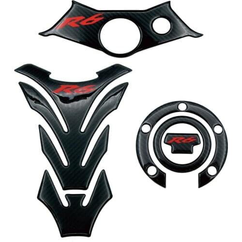 For Yamaha YZF R6 YZFR6 YZF600 2003 2004 2005 Stickers Tank Pad Oil Gas Cap Cover Triple Clamp Protector Carbon Motorcycle Decal