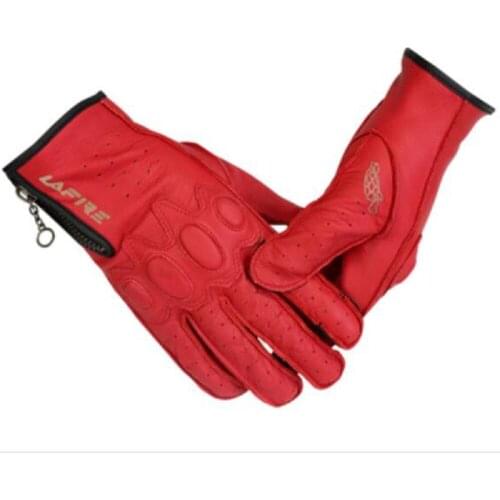 2019 New Knight Riding glove LAFIRE Leather Motorcycle Gloves Sheepskin Retro Motorbike Racing glove can Touch screen 3 colors