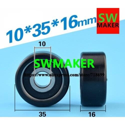 POM bearings, pulleys, flat rollers, PA66 nylon wheels, 6200 silent bearings, wrapped plastic rollers, 10*35*16mm