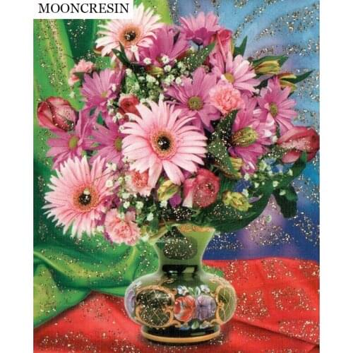 Full 5D Diy Diamond Painting Needlework Pink Flowers Embroidery Cross Stitch Rhinestone Crystal Mosaic Painting Gift Home Decor