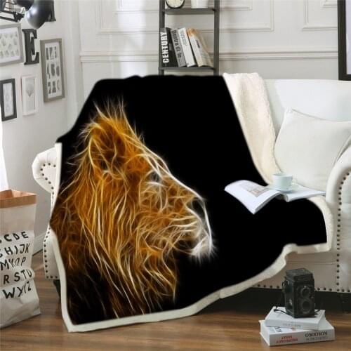 Tiger Lion 3D Bedding Outlet Good Quality Blanket Sherpa Blanket Plush Velvet Warm Sheet Cartoon Office Nap Blanket