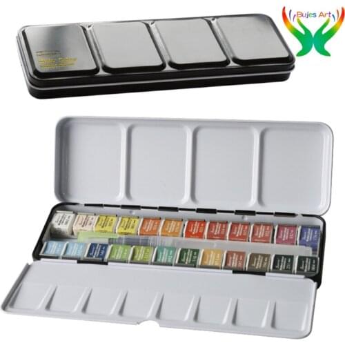 Superior 12/24/36/48 Colors Solid Watercolor Paints Set With Paintbrush Water color Pigment Set Acuarelas Verf Art Supplies