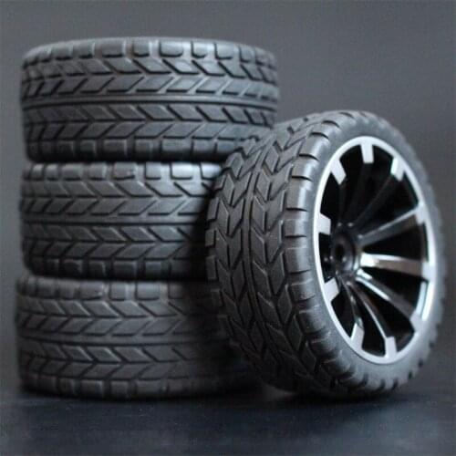 1Set 4PCS Rubber RC Racing Tires Car On Road Wheel Rim Fit For HSP HPI 1/10 HSP 94123/94122/94103/D4/D3 601B all