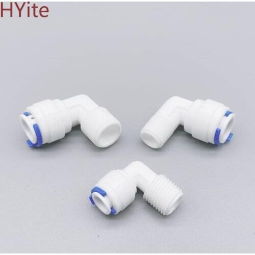 RO Water Elbow Quick Coupling Fitting 1/4" 3/8" OD Hose 1/4" 3/8" 1/2" BSP Male Reverse Osmosis System Plastic Pipe Connector