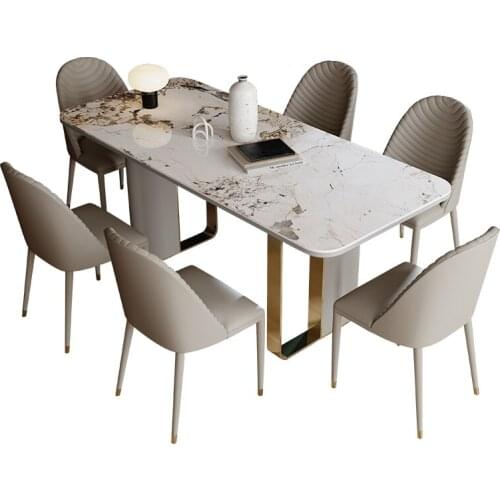 Merican light luxury rock plate long table restaurant household simple table and chair combination modern furniture