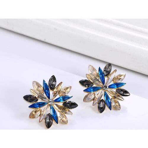 Summer Sweet Little Flower Crystal Stud Earrings for Women Girls Fashion Jewelry