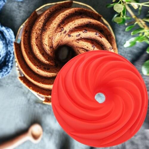 Silicone Cake Mold Large Swirl Shape Baking Mold Random Color Non Stick 3D Fluted for Bakery Cake Pudding Dessert Baking Tools