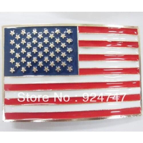 United States Of America Flag Belt Buckle Gold Finish