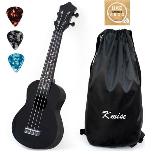 Kmise Soprano Ukulele Toy Musical Instruments for Children Kids 21 inch ABS Black Uke w/ Bag Picks String
