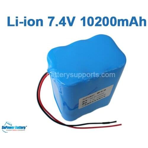 SuPower 7.2V 7.4V 8.4V 18650 10.2Ah Lithium ion Li-ion Rechargeable Battery Pack Max. 2A with built-in protection circuit board