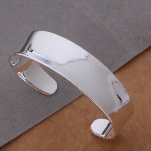 AB134 Lucky Silver Color Charm Bangle Bracelets For Women Fashion 925 Jewelry Solid Arc /aftaixaa Amfajdma