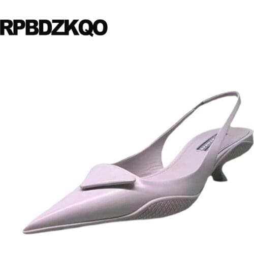 Yellow Patent Leather Shoes High Heels Medium Women Celebrity Pointed Toe Chic Runway Slingback Pumps Kitten Sandals White Satin