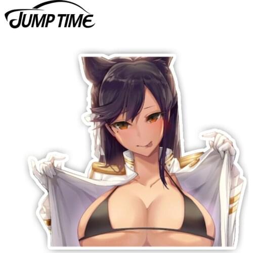 Jump Time 13cmx11.1cm Azur Lane BIG HEAD Anime Atago Render Decal Funny Sexy Girl Car Stickers Vinyl Decor For Car Window Bumper