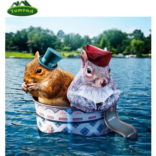 YUMEART 5D DIY Diamond Painting Animal Squirrel Embroidery Cross Stitch Rhinestone Mosaic Painting Creative Gift Wall Stickers