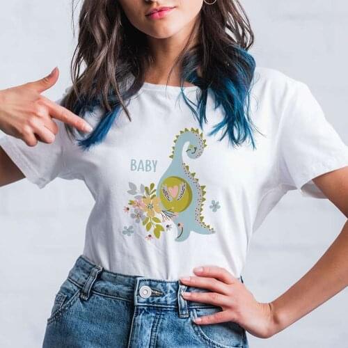 Cartoon Women T Shirt Baby Dinosau Letter Printed Comfy Short Sleeve Top Tee 2021 Arrivals Tumblr Youth Hot Selling Tshirt