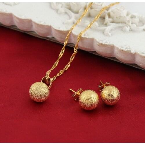 Bangrui New Ethiopian Round Stud Earring Pendant Set Gold Color Stud Girls Women Earrings Jewelry