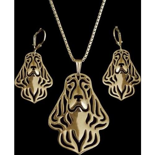 Women English Cocker Spaniel Jewelry Set Lovers' Metal Pet Dog Jewelry Set