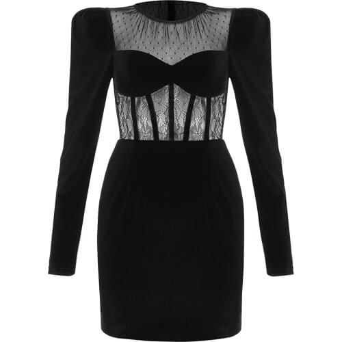 2021 New Summer Velvet Women Dress Fashion Bodycon Mini Party Dress Vintage Hollow Out Backless Bodycon Black Vestidos