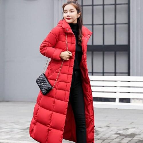 Winter Womens Coat Clothes Cotton-Padded Thickening Solid Color Winter Coat Long Jacket