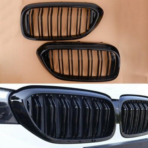 51137383519 1 Pair Car ABS Black Exterior Front Kidney Grille Grill Double Dual Slat Fit for BMW 5 series G30 G31 2017 2018 2019