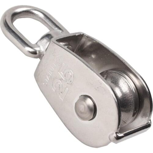 1Pcs M25 Stainless Steel Heavy Duty Steel Single Wheel Swivel Lifting Rope Single Pulley Block Pulley Block Chain Traction Wheel