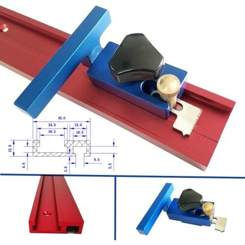45 Model Aluminium alloy Miter Track Stop T-tracks and Slot Miter Track Jig Fixture Woodworking DIY Tools for Router Table