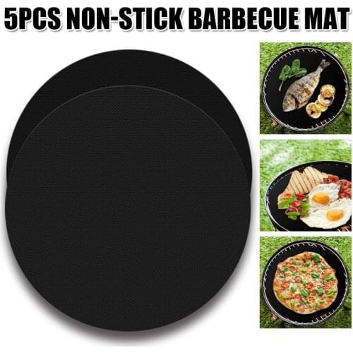 5pcs High Temperature Resistant Barbecue Mat Round Non Stick Oven Mat Household can CSV