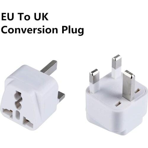 EU To UK Conversion Plug Adapter Universal Power Socket 13A 250V Power Adapter Converter European Travel Converter Plug