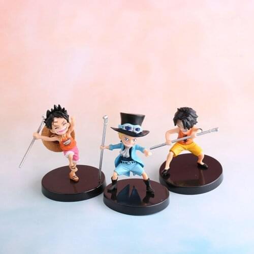 Bandai Anime One Piece Action Figures 3pcs/set Monkey D Luffy Sabo Portgas D Ace Collection Ornaments PVC Model Toy Kids Gifts