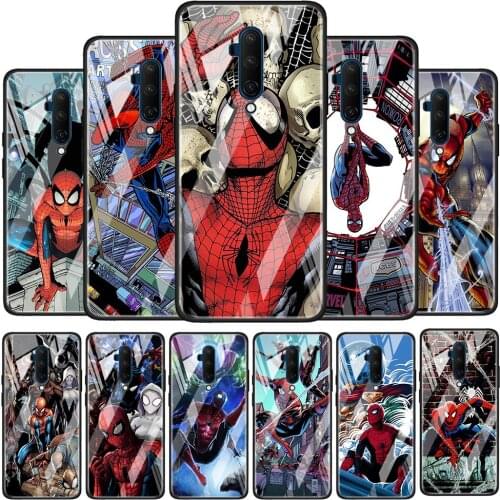 Spiderman Comic Tempered Glass Cover For OnePlus Z 7 8 9 7T 8T 9R Nord 5G Pro Silicone Phone Case Coque