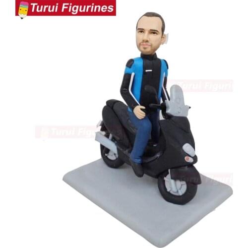 Man ride motorbike theme dolls statue sculpture motorcycle cake toppers valentines day