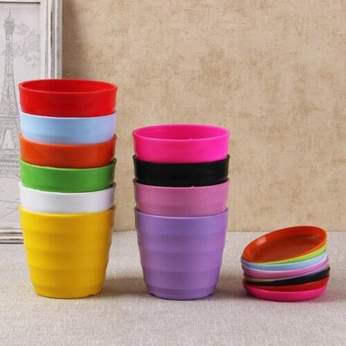 Colorful Mini Plastic Flower Pot Imitation Ceramic Vase Nursery Garden Succulent Plant Pots Nordic Home Office Decoration