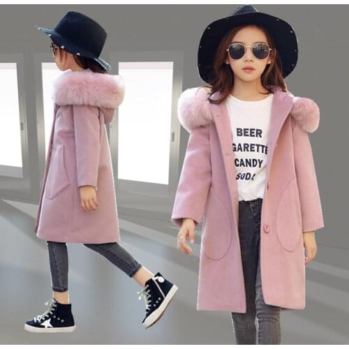 Children New Kids Girl Overcoat Windproof Wool Winter fashion Coat for Teens Girls Jacket Thick Long Outerwear 10 13 14 years