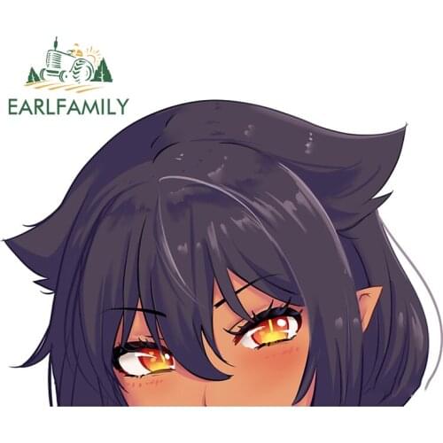 EARLFAMILY 13cm x 9.2cm for Jahy-sama Peek Car Sticker Personality VAN RV Decal Cartoon Waterproof Sunscreen Laptop Car Styling