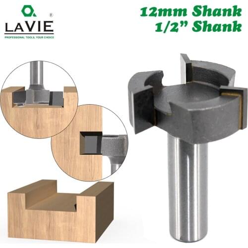 LAVIE 12mm 1/2 Shank 3 Teeth T-Slot Z3 Router Bit Straight Edge Slotting Milling Cutter Cutting Handle for Wood Woodwork 318Z3KC
