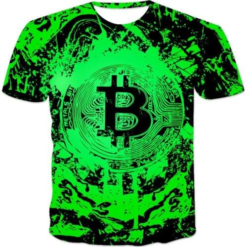Bitcoin T-shirt men and women casual loose O-neck short-sleeved T-shirt summer breathable matching full cover T-shirt 2021