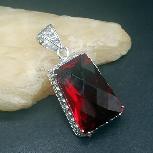 Gemstonefactory Jewelry Big Promotion 925 Silver Vintage Gentle Red Garnet Women Ladies Mom Gifts Necklace Pendant 20213842